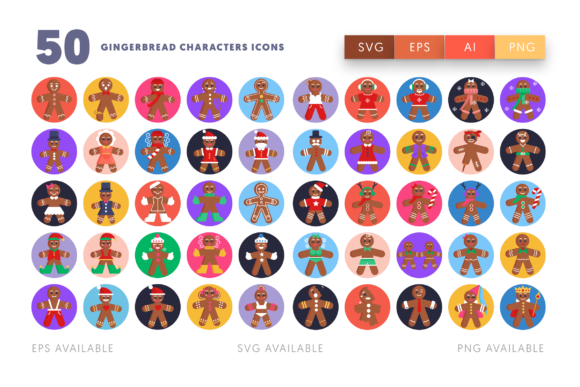 50 Gingerbread Icons: Perfect for Festive Branding