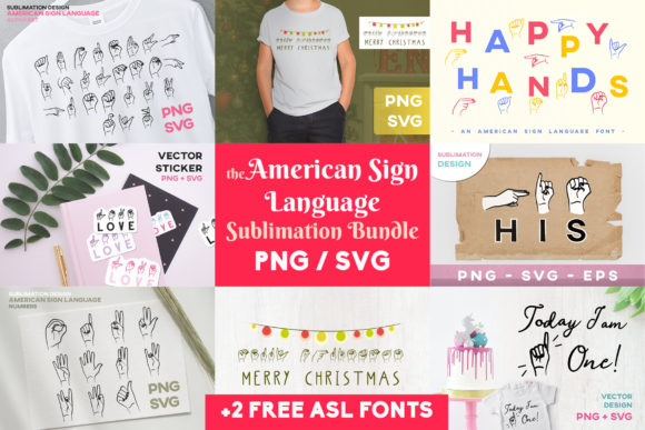 ASL Sublimation Sign Language Bundle for Graphics & Crafts