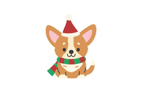 Christmas Corgi for Crafts and Holiday Branding