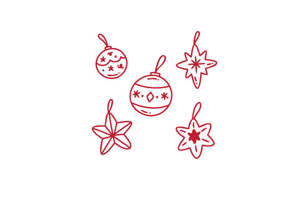 Christmas Ornaments Line Art for Crafts and Web