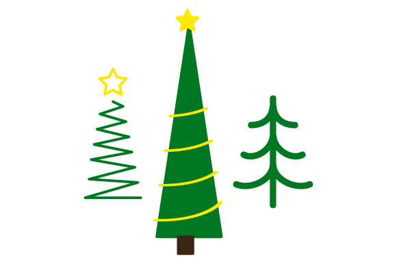 Doodle-Style Christmas Trees for Crafts & Branding