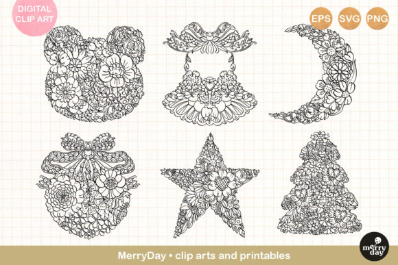 Flower Bouquet Line Art Graphics for Local Crafts