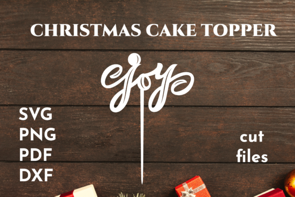 Joy SVG Laser Cutting File for Christmas Cake Toppers