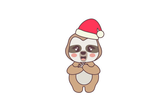 Kawaii Christmas Sloth for Crafts Content