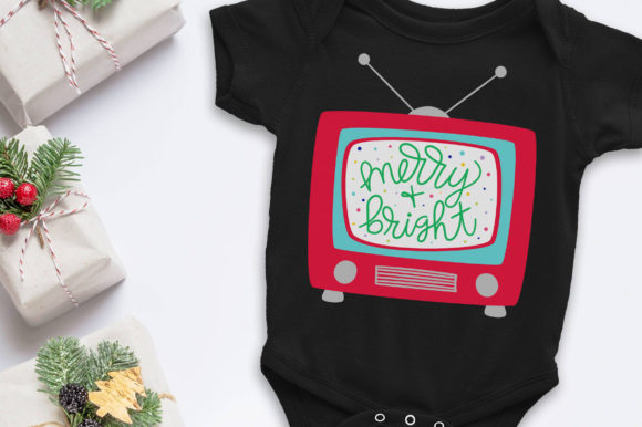 Merry and Bright Retro Quote Graphics for Crafts