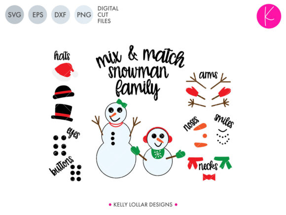 Mix Match Snowman Family Pack: Graphics for Crafts