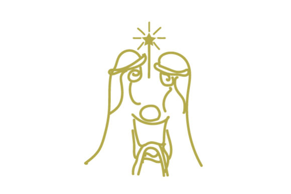 Nativity Scene Line Art for Christmas Crafts