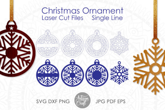 Single Line Snowflake Ornament for Laser Cutting