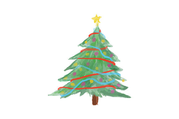 Watercolor Christmas Tree for Crafts & Branding