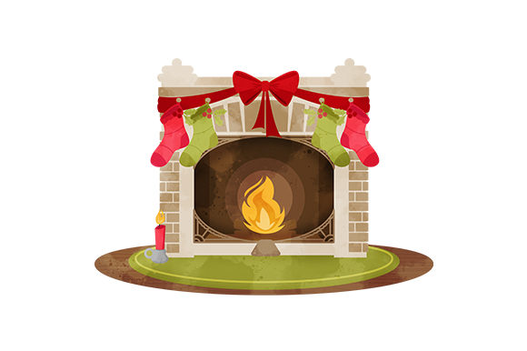 Watercolor Festive Fireplace Background Review
